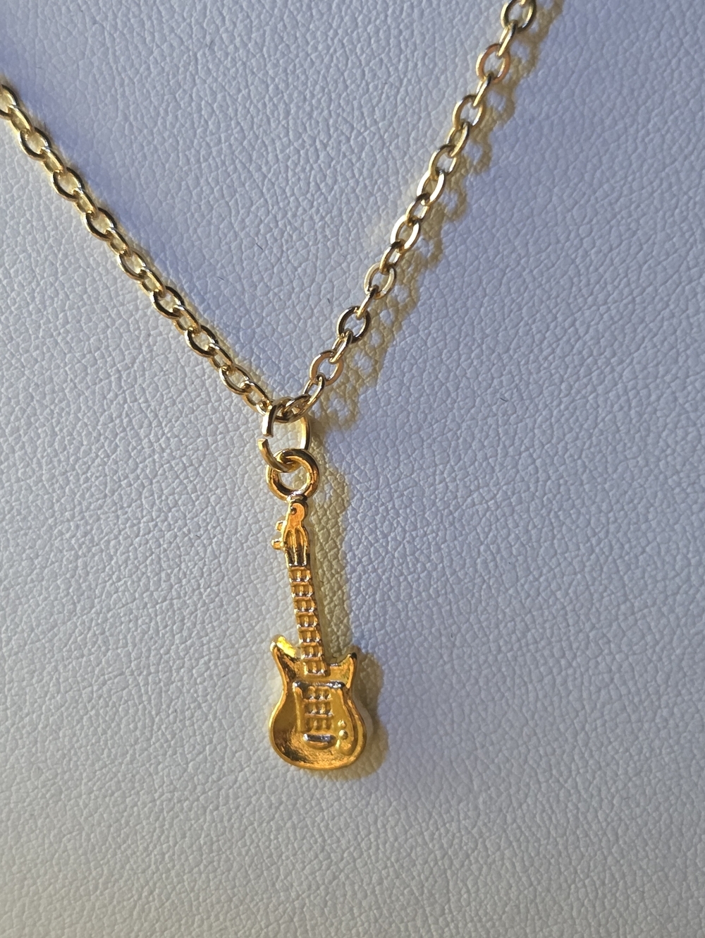 Gold Tone Guitar Charm Necklace - Women Jewelry